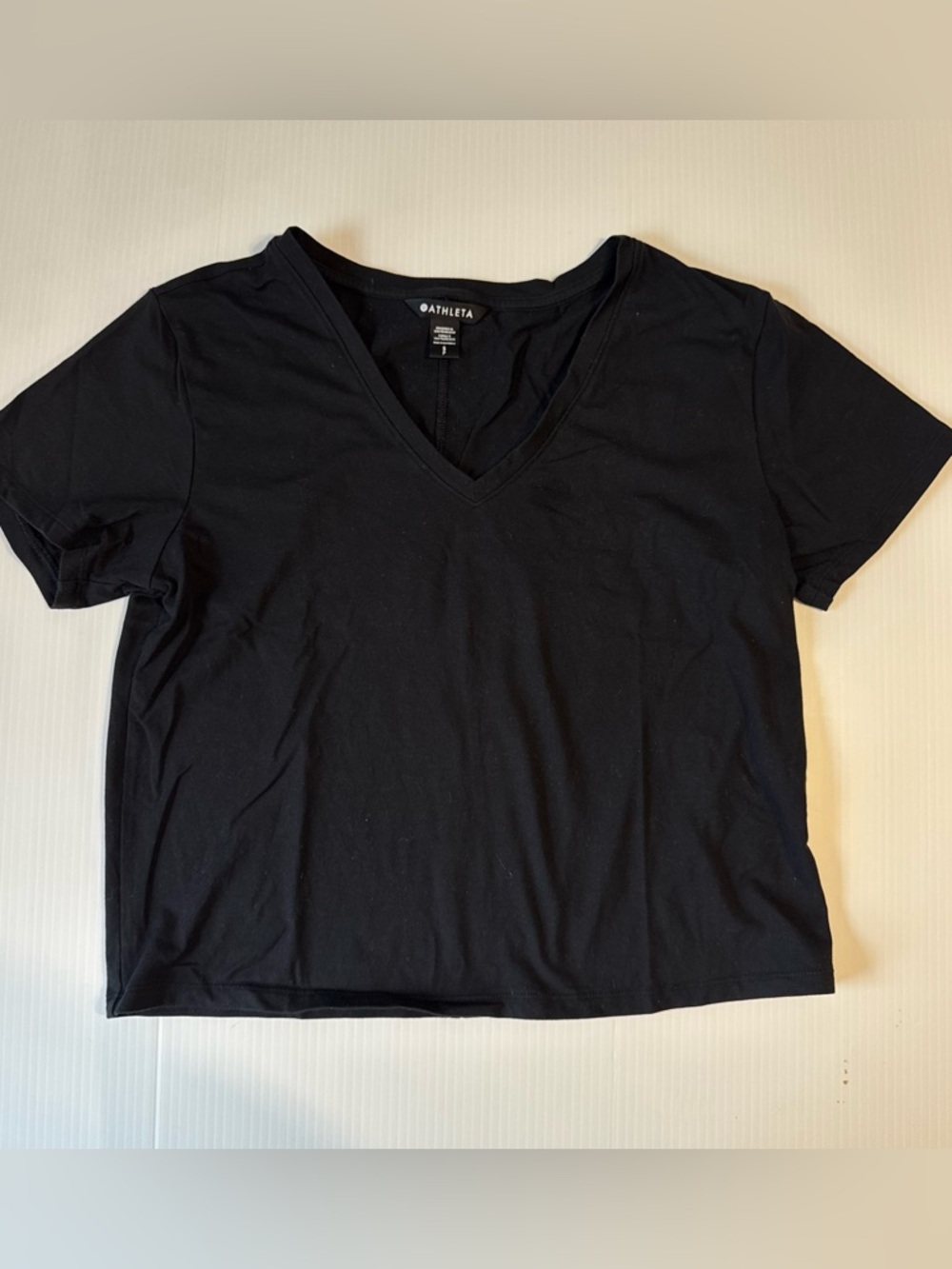Athleta Black V-Neck Supima Cotton Tee Small Soft Basic Everyday T-Shirt Top